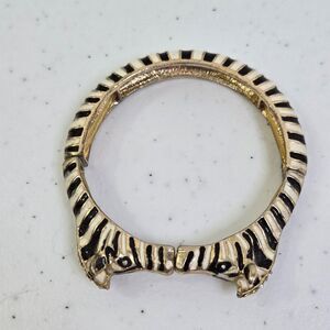 Zebra Figural Bracelet Enamel Stripe Stretch Bangle Animal Statement Novelty